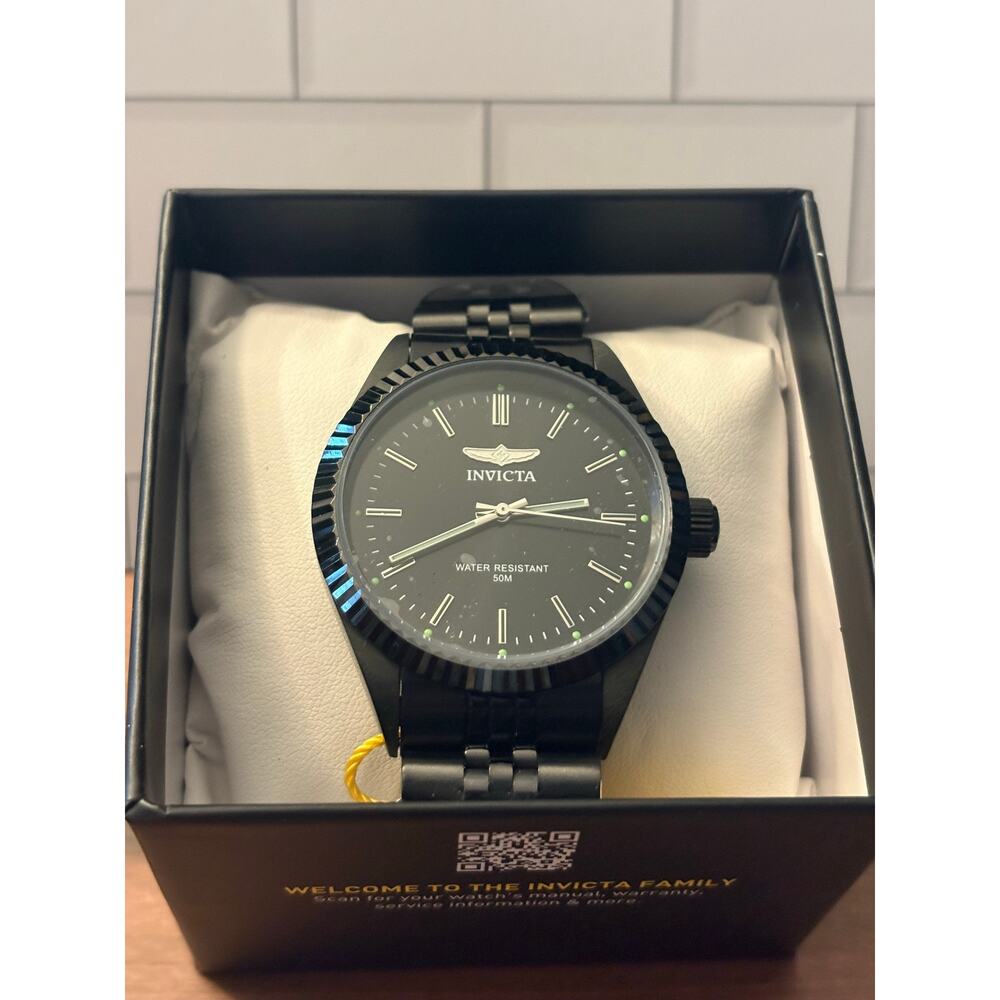 Invicta Specialty Serrate Men’s Watch 43mm Black Steel New with Box - Picture 3 of 5
